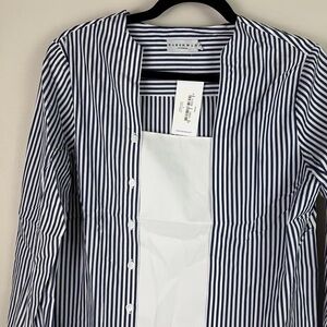Classic Navy Striped Button-Down Shirt